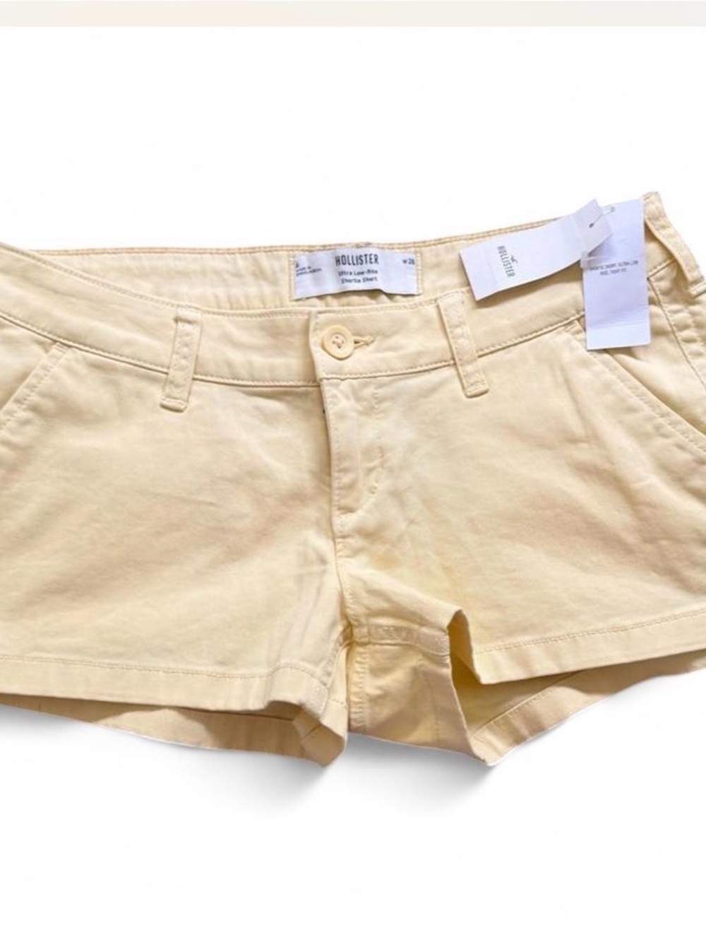Hollister Light Cream Low-Rise Jean Shorts